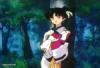 Kagura leaning against a tree
